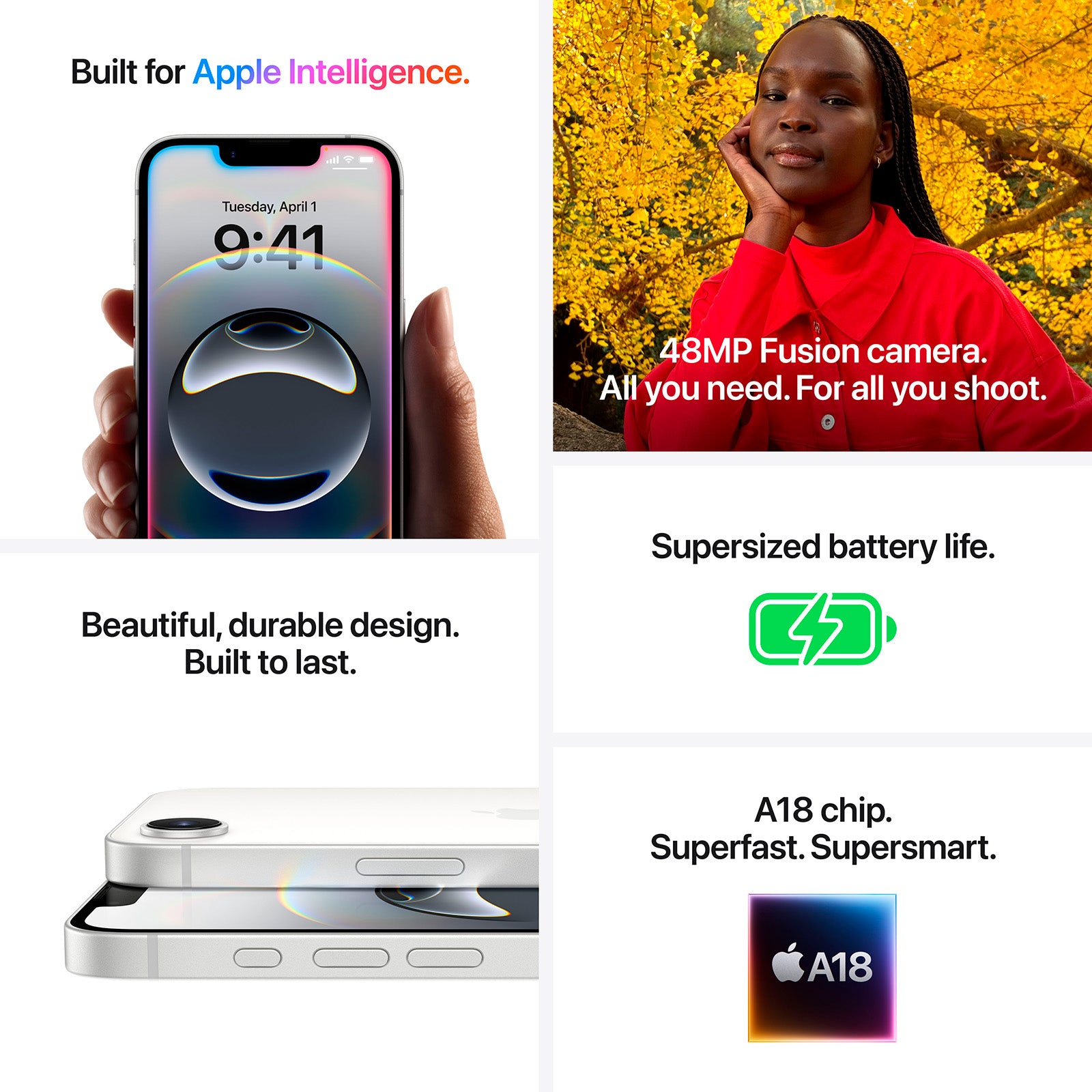 Apple iPhone 16E 128GB White - (MD1R4QN/A)